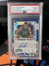 2021 Panini Contenders Luka Doncic Veteran Ticket Cracked Ice /25 PSA 9 Auto 10
