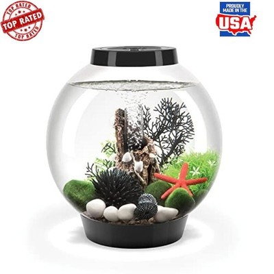 Compact 4 Gallon Acrylic Aquarium LED Lights Black Trim BiOrb Ready to Decorate
