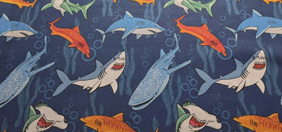 Freckle + Lollie - Belle & Blue Sea; Shark Squad   Quilting And Crafting Fabric