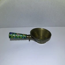 Vintage Brass Silent Butler Enameled Tobacciana