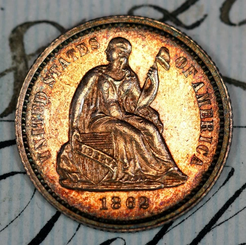 * 1862-P * SOLID+ GEM BU MS SEATED LIBERTY HALF-DIME * FROM ORIGINAL COLLECTION