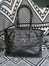 Coach Signature Stitch Black Patent Leather Tote/Diaper Bag