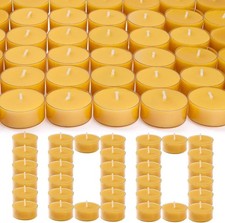 100 Pack Pure Beeswax Tealight Candles Natural Unscented Beeswax Candles