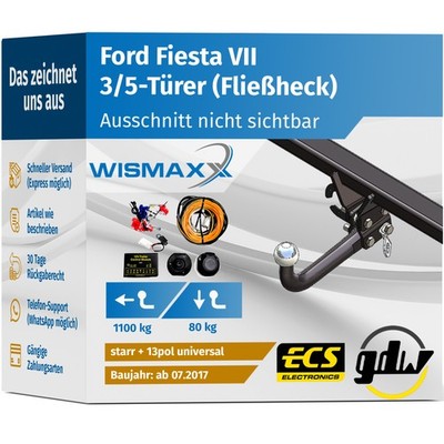 ANHÄNGERKUPPLUNG für Ford Fiesta ab 17 starr GDW +13pol E-Satz ABE