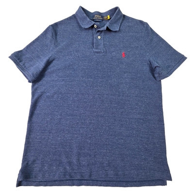 Ralph Lauren Mens Polo Shirt Size Large Blue Red Pony S/S Golf Comfort Classic