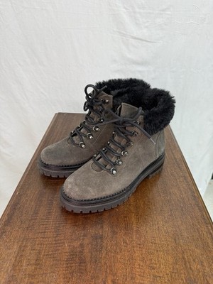 Gray Suede Fabianelli Fur Topped Boots Size 9