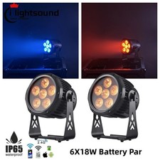 4xWaterproof Par 6x18w 6in1 LED Battery Power Uplights Par Lights Wireless DMX