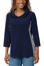 Attitudes by Renee Women's La Roma Hooded Top w Stripe Detail Blue