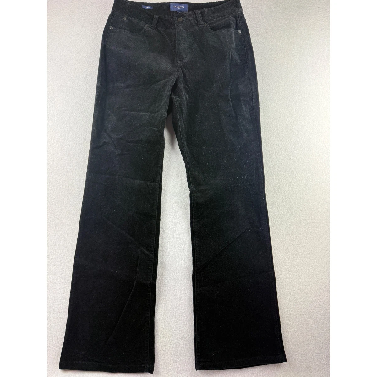 Pantalon De Costume Talbots Femme Noir Taille 10 (réel 28x30) – Taille Haute, Coupe Fuselée, Plissé