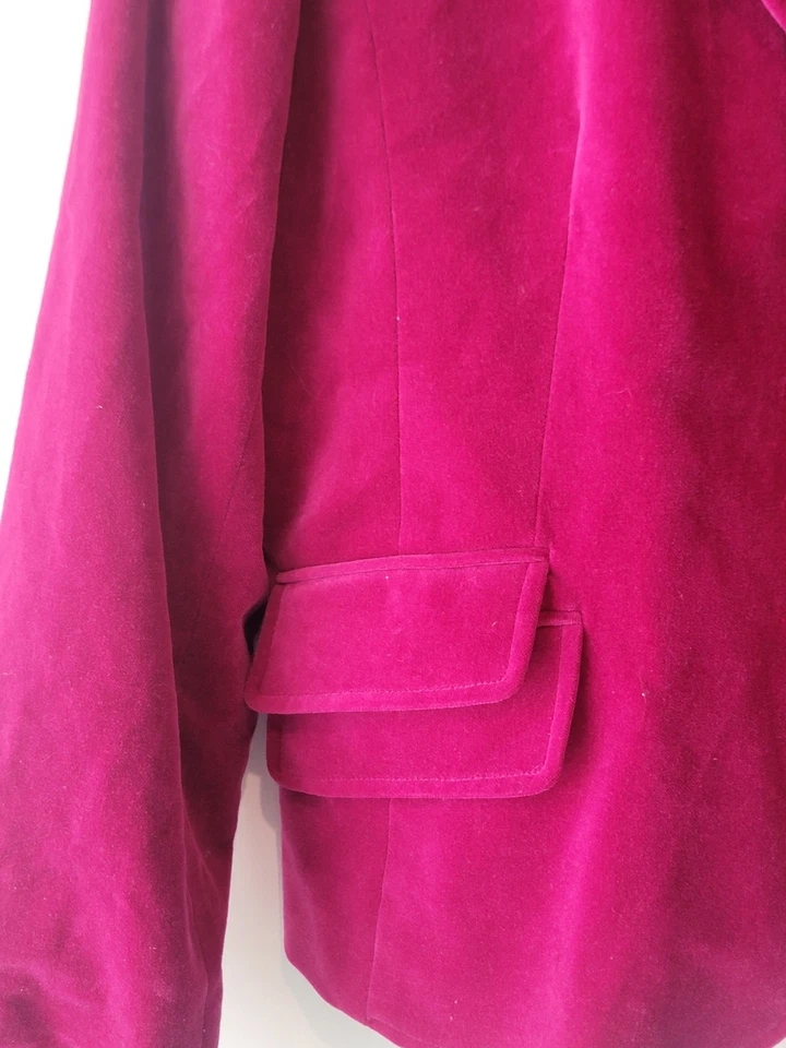 Chaqueta de mujer Ann Taylor de terciopelo rosa bayas elegante versátil mezcla de algodón talla 12 Foto 2 de 4