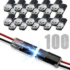 100Pcs Double Wire Plug in Connector with Locking Buckle, Quick-Clip Fasteners M