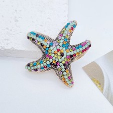 Crystal Rhinestone Starfish Brooch Pin Crystal Rhinestone Summer Ocean Jewelry G