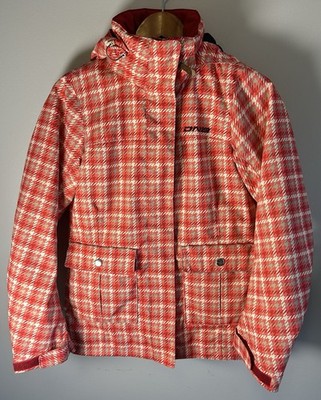 Descente Women s Ski Jacket Size 4 Red Plaid Insulated Zip Pockets DNA Line