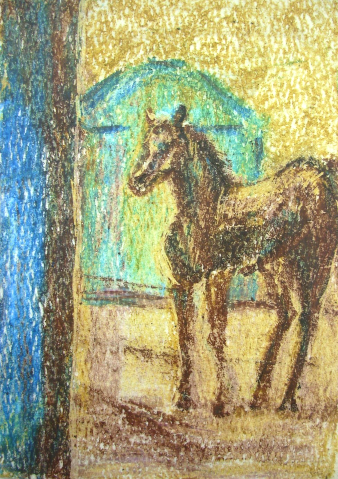 Horse Framed Original Oil Pastel Drawing Wall Art Wall Decor Paper 4x6 horse-framed-original-oil-pastel-drawing-wall-art-wall-decor-paper-4x6