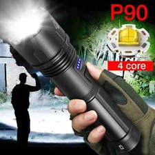 1000000 Lumens Super Bright LED Tactical Flashlight Rechargeable LED Work Light