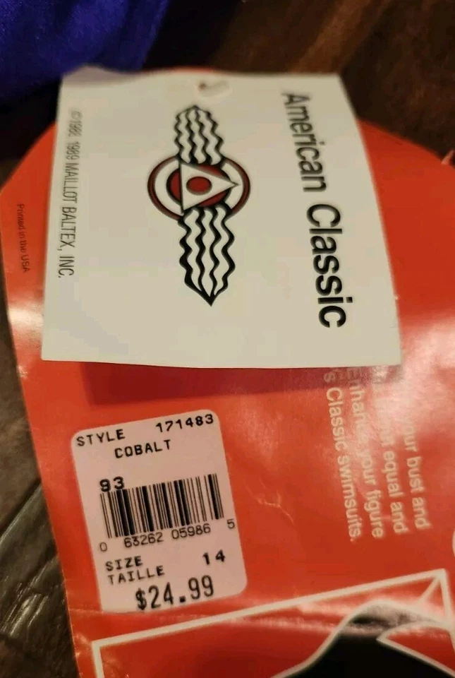 Traje de baño vintage 1989 nuevo con etiquetas púrpura rosa azul verde talla 14 ver medida (C5) Foto 3 de 4