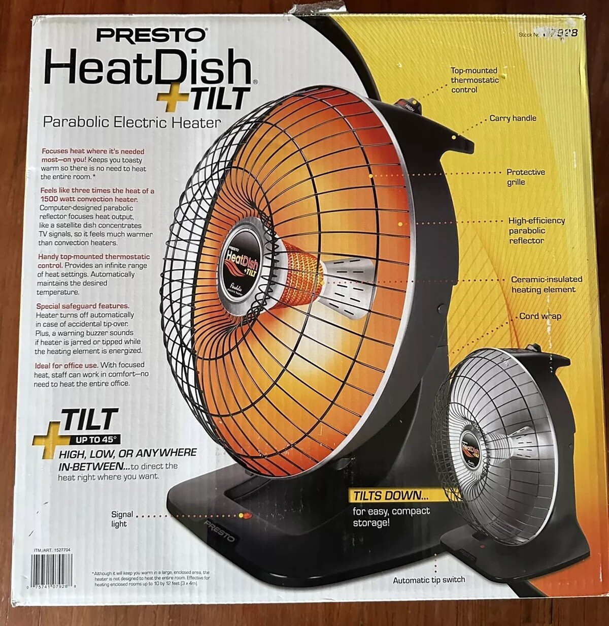 Presto Heatdish plus Tilt Parabolic Radiant Heater Used Free Shipping!