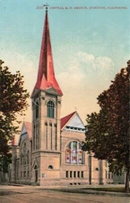 Central M.E. Church Stockton California Blank Postcard Made by EDW H Mitchell