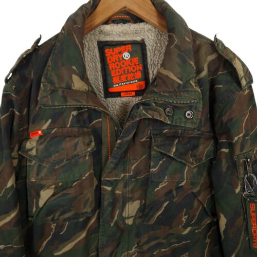 Mens Superdry Rookie Edition Military Issue Camo Sherpa Jacket Large - Picture 3 of 11