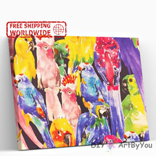 Paint By Numbers Kit Birds Animal Abstract Draw Canvas Beginner Kids DIY Art Oil