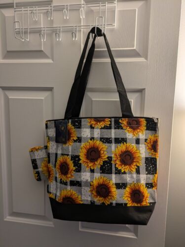 2 piece Sunflower Tote Bag Shopping Canvas Shoulder/ Handbag With Coin Purse