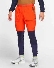 Nike Wild Run Mens Running Trousers Blackened Blue/Habanero Red Size Large