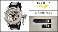 Black Silicone Rubber Watch Band Strap For Invicta RUSSIAN DIVER 26mm