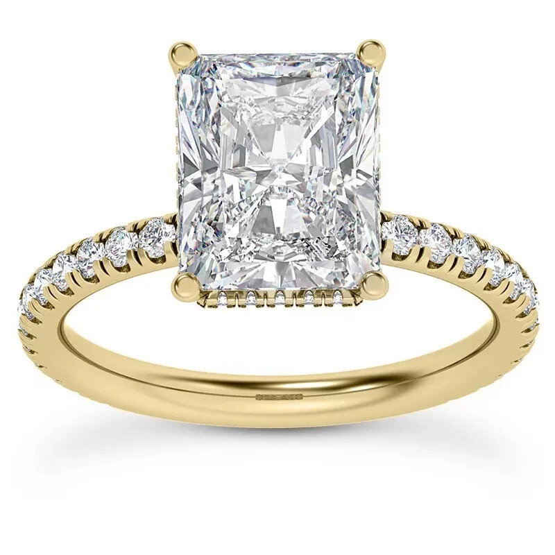 2.5Ct Radiant Cut Moissanite Wedding Ring in 14k Yellow Gold