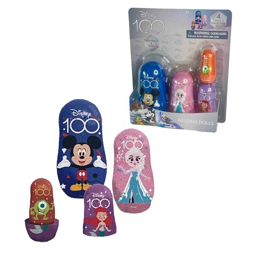 Disney 100 Yr Set 4 NESTING DOLLS Mickey Mouse Ariel Mermaid Monsters Elsa Toys - Picture 6 of 6