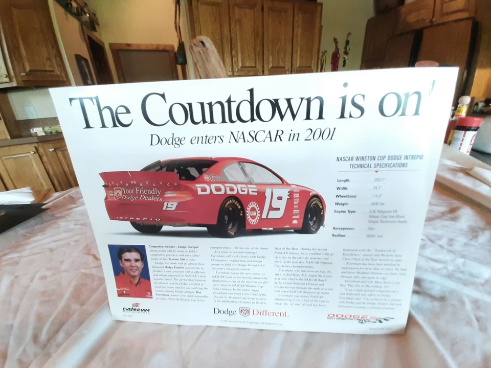 Ray Evernham #19 DODGE “DAYTONA COUNTDOWN to 2001” SIGNED 9+11 - Image 3 of 3