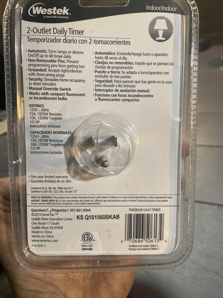 Westek Heavy Duty Grounded Daily Mechanical Timer Dual Grounded