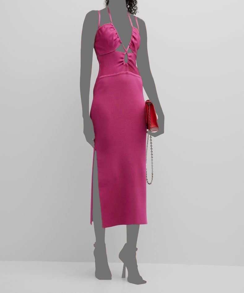 $497 Paola Bernardi Women Pink Julia Spaghetti-Strap Midi Dress Petite Size  P/S | eBay