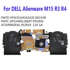 For DELL Alienware M15 R3 R4 CPU GPU Cooling Heatsink Fan 0D1X38 0TG9V0 052R34