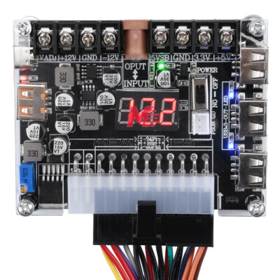20/24Pin ATX Power Supply Breakout Board Adjustable Voltage Module + Case DIY