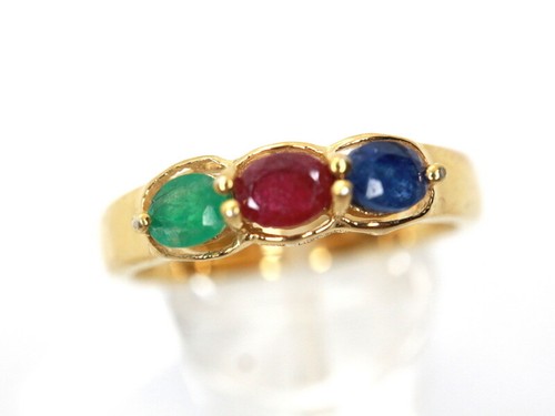 GOLDJUNGE69 * HARRY IVENS IV EDELSTEIN RING (18) RUBIN,SAPHIR,SMARAGD 925er SILB - Bild 3 von 5