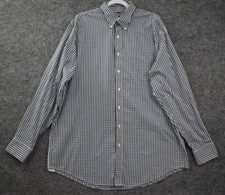 Kenneth Cole Reaction Shirt XL 17-17.5 36/37 Blue Plaid Button Down Long Sleeve