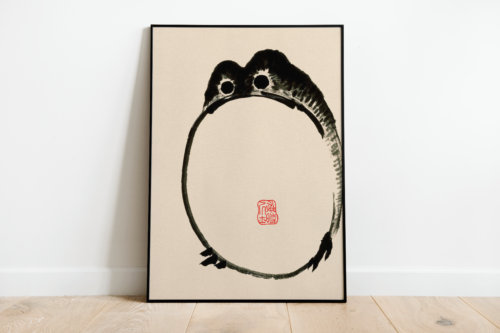 Japanese Frog Wabi Sabi Print | Japanese Vintage Gallery Poster | Matsumoto Hoji - Picture 1 of 9