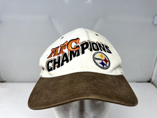VINTAGE Pittsburgh Steelers Hat Snapback Cap 1996 AFC Champions AJD NFL Brown