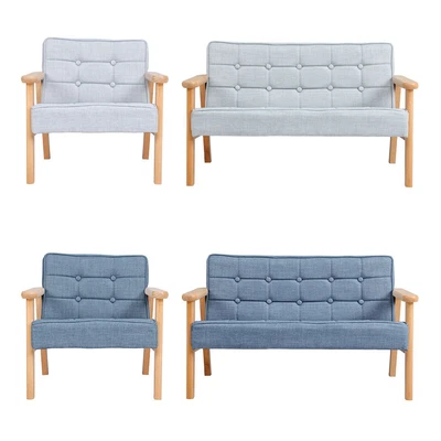 Corner Mini Kids Sofa 2 1 Seater Suite Armchair Wooden Frame Children Chair Home - Image 1 of 4