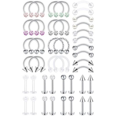 10 Ptz Piercing Stainless Steel Barbell Bar Balance Bar Ear Language Unisex