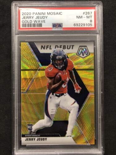 2020 Panini Mosaic Jerry Jeudy RC NFL Debut Gold Wave 10/17-PSA 8 -#Jersey Match - Picture 1 of 3