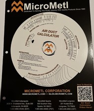 Air Duct Calculator MicroMetl Rotating Chart Graph Common Fittings