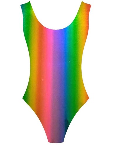 CA2967 Rainbow Unisex Stripes Leotard Suit 1980s Couple Costume Mardi Gras LGTBQ - Picture 2 of 3