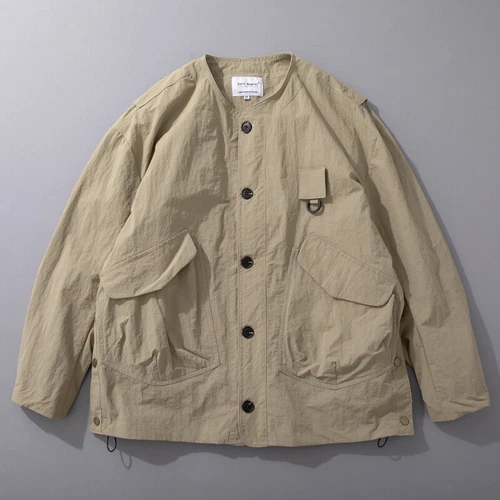 Cargo Men's Multi Pocket Jacket Thin Coat Collarless Casual Loose Fashion Retro - Imagen 12 de 16