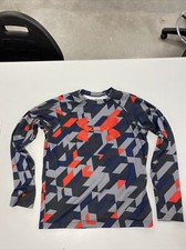 Under Armour UA Heatgear Loose Fit Big Logo Long Sleeve Shirt Sz Ym Multi Color