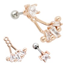 Clear CZ Star Surgical Steel Helix Tragus Lobe Cartilage Barbell Stud Earring18g