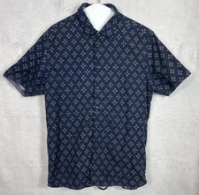 Ted Baker Mens 6 XXL Blue Waaze Button Down Collar Shirt S/S Contrasting trim