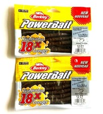 2 PACKS Berkley PowerBait Flute Worm 5.7" Chocolate Brown 12 Count Pro Design