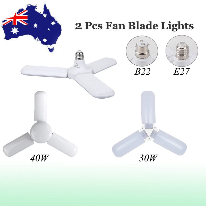2X 30W 40W B22 E27 LED Bulb Fan Blade Light Ceiling Lamp for Workshop Garage