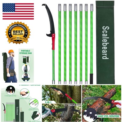 Lightweight 26 Ft Extendable Pole Saw - Sharp Steel Blade for Safe Trimming